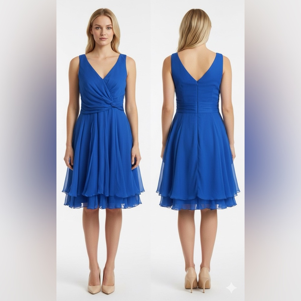 Oscar de la Renta Beautiful Blue Crinkled Chiffon dress